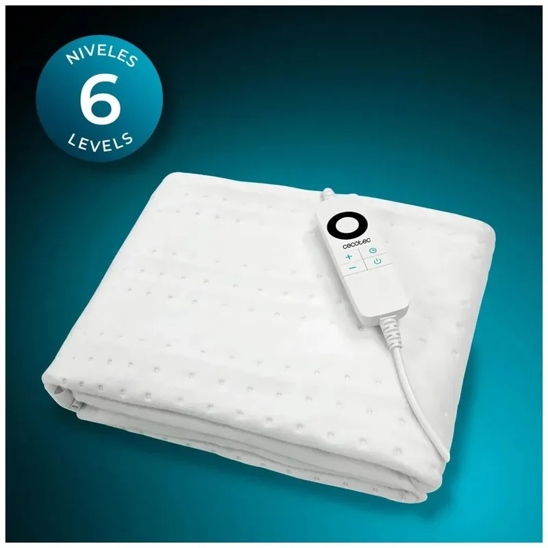 Bajera eléctrica 150x80 Apagado automático y 6 temperaturas ajustables para un sueño perfecto de Cecotec