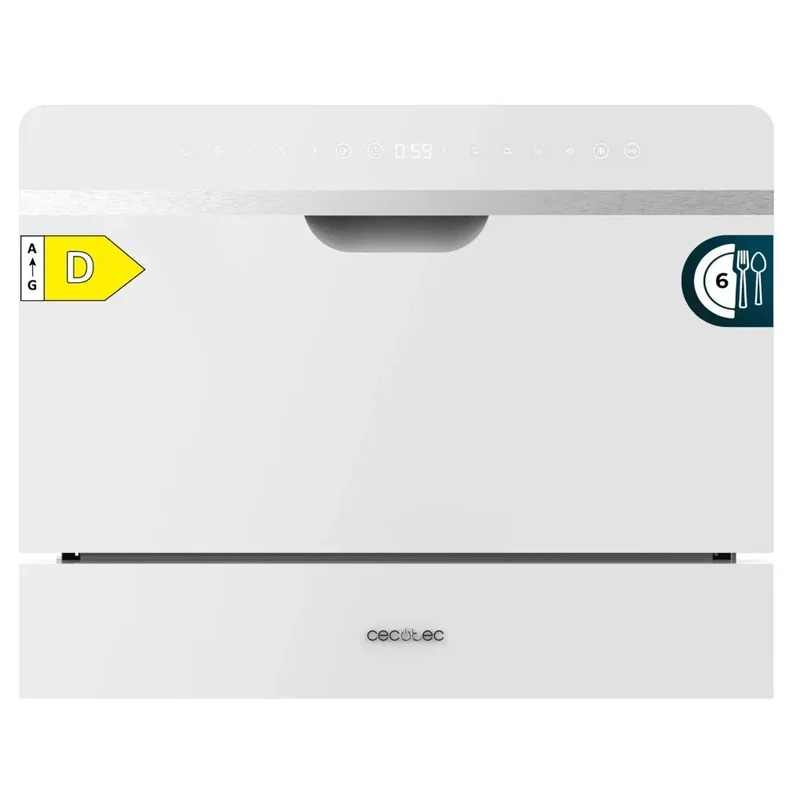 Lavavajillas mini Bolero Aguazero 2500 S-BI blanco de 6 servicios con funciones avanzadas y diseño elegante de Cecotec