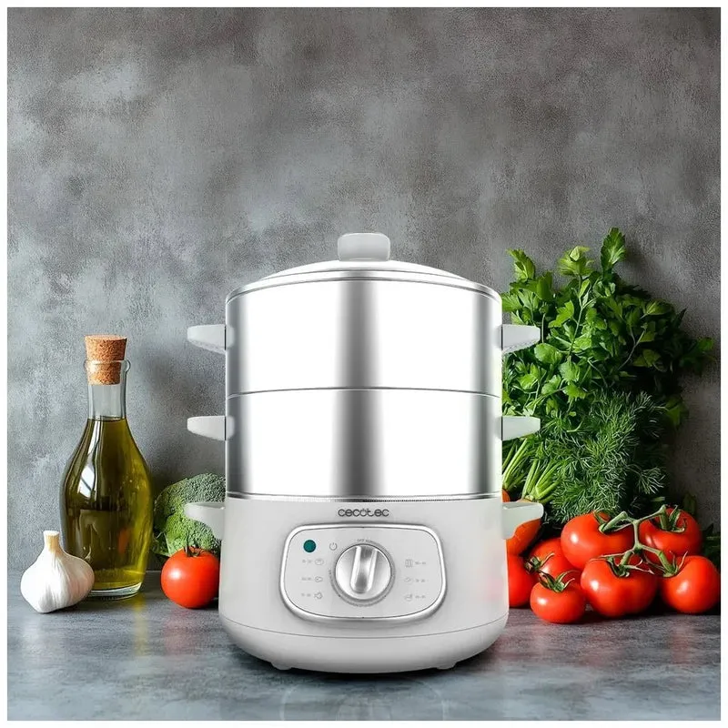 Vaporera eléctrica 1300W 10L con 3 recipientes de acero inoxidable para cocinar al vapor Vapovita SteelPot de Cecotec