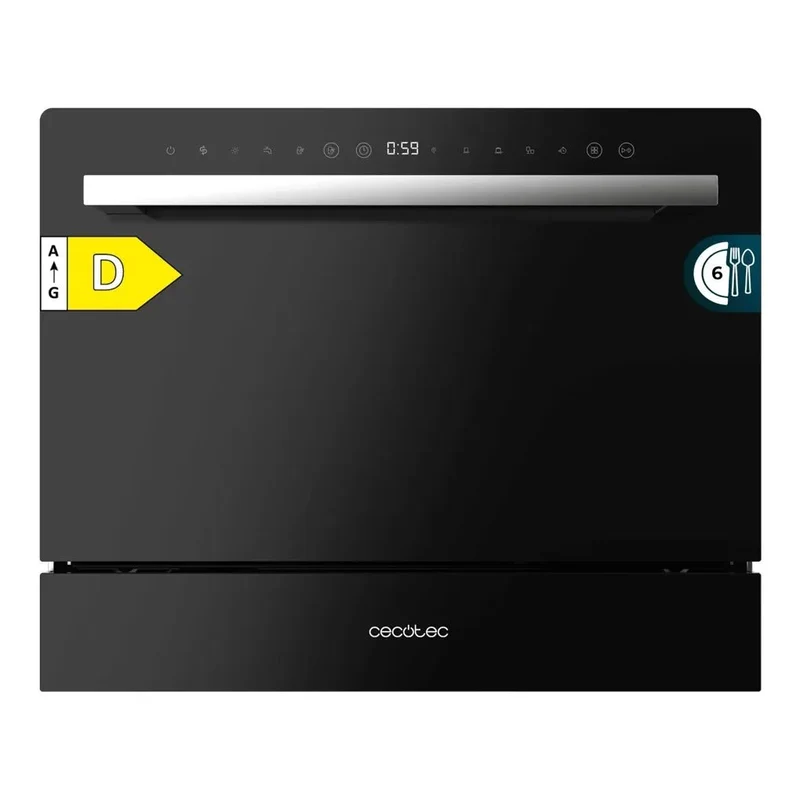 Mini Lavavajillas Bolero Aguazero 2400 Black Glass compacto 6 servicios con panel táctil y funciones avanzadas de Cecotec