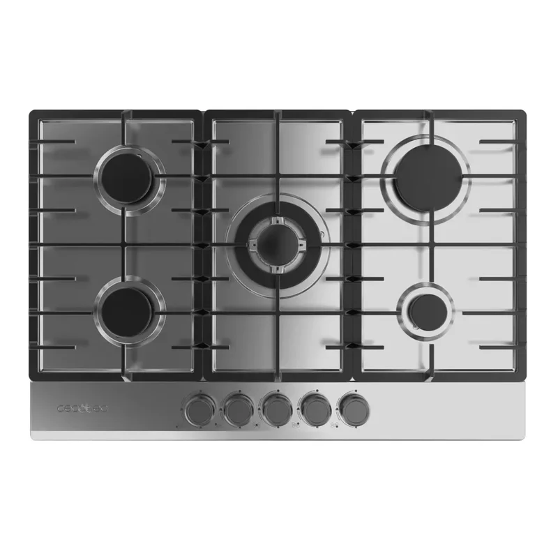 Placa de gas Bolero Squad G 5200F inox 5 fuegos 11kW con quemador WOK y encendido eléctrico seguro. de Cecotec