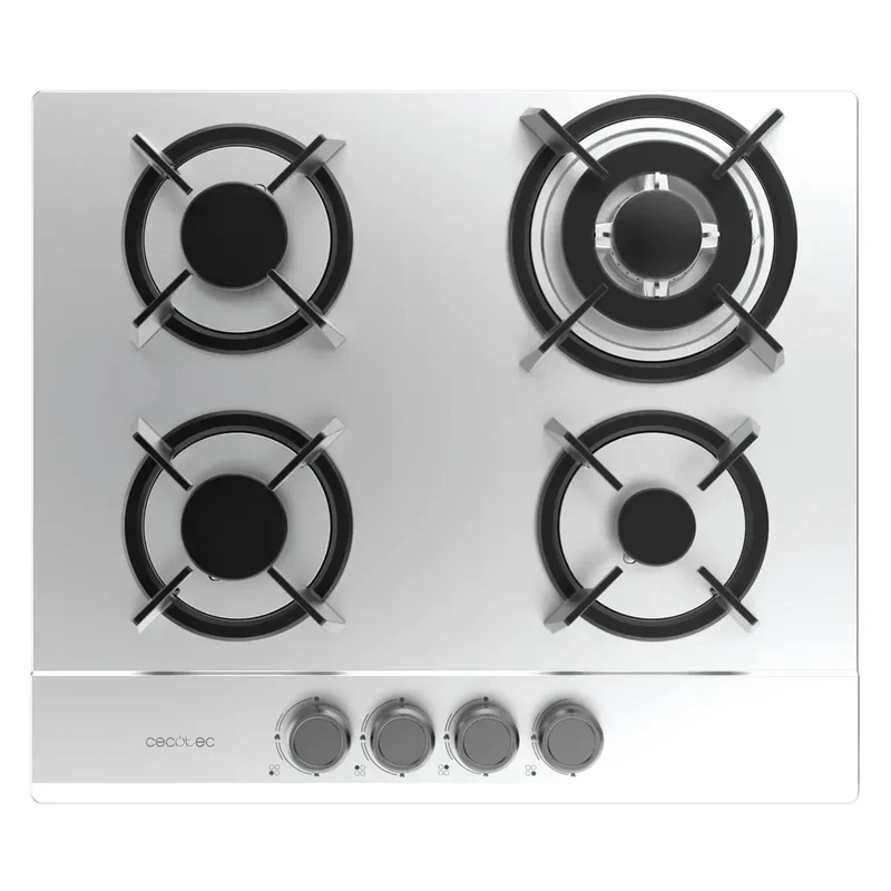 Placa de gas Inox Bolero Squad G 4200S 4 fuegos con quemador WOK triple corona y encendido eléctrico de Cecotec