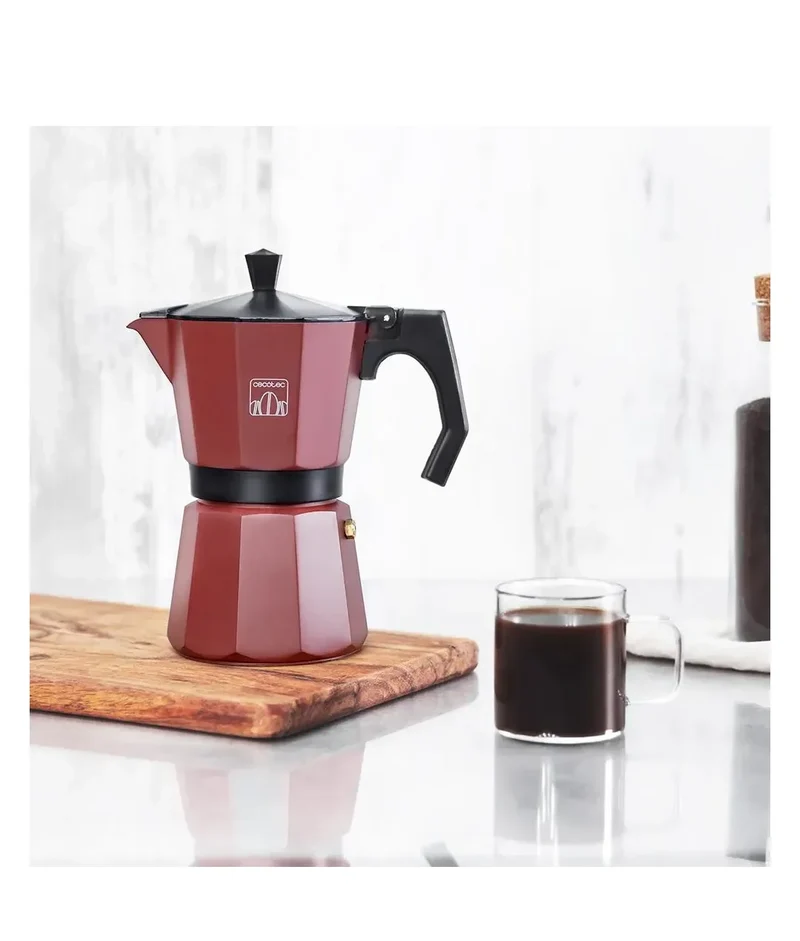 Cafetera Italiana Cumbia Mokclassic 900 Garnet Aluminio 9 Tazas Fácil Limpieza y Compatible con Todas las Cocinas de Cecotec