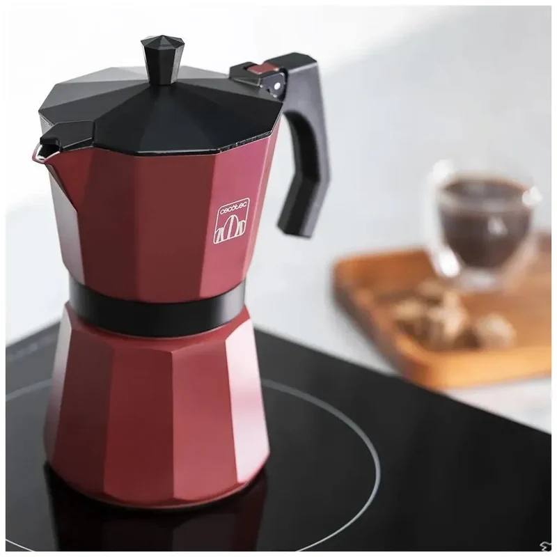 Cafetera Italiana Cumbia Mokclassic 900 Garnet Aluminio 9 Tazas Fácil Limpieza y Compatible con Todas las Cocinas de Cecotec