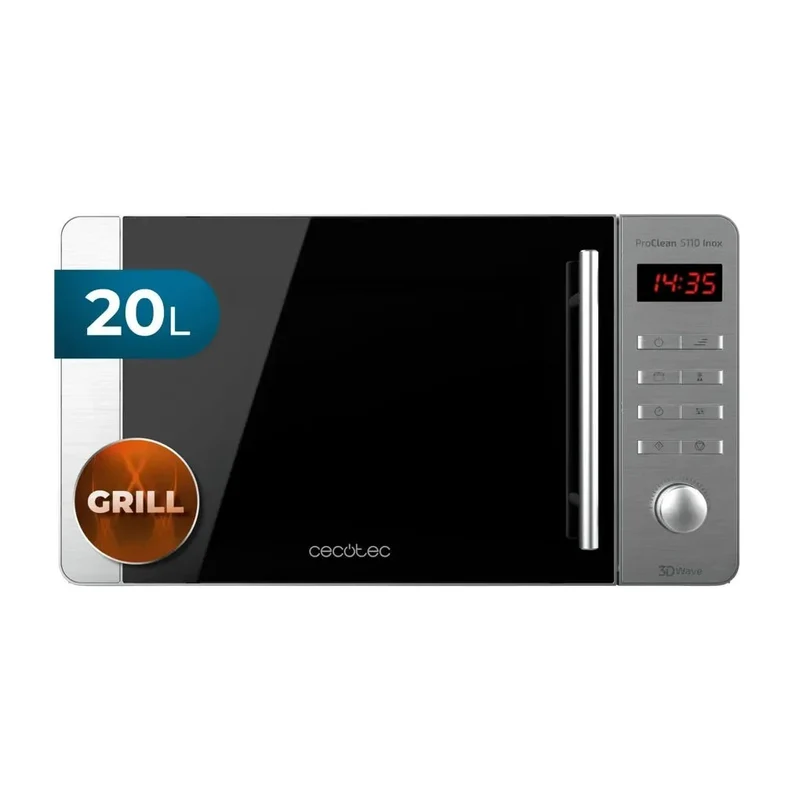 Microondas ProClean 5110 Inox 700W Grill 800W 20L Ready2Clean y Tecnología 3DWave Diseño Elegante en Acero Inox de Cecotec