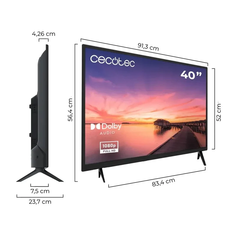 Televisión LED 40 pulgadas Full HD 0 Series 0040 con Dolby Sintonizador DVB y altavoces de 16W de Cecotec