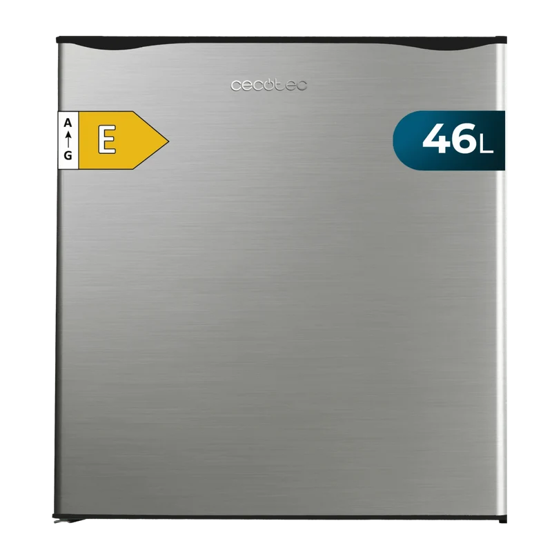 Mini Frigorífico Inox GrandCooler 20000 SilentCompress 46L con Congelador Puerta Reversible y Clase Energética E de Cecotec