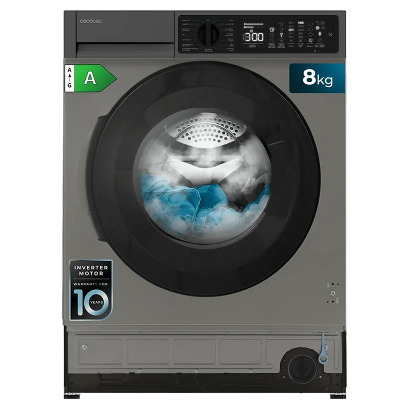 Lavadora integrable Bolero DressCode 850 BI Inverter de 8 kg 1400 rpm con motor Inverter Plus y 15 programas de Cecotec