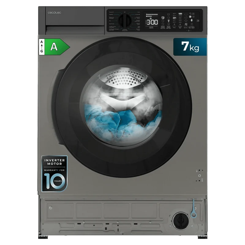 Lavadora Integrable Bolero DressCode 750 BI Inverter Inox 7kg 1200rpm 15 Programas Motor Inverter Plus SteamMax de Cecotec