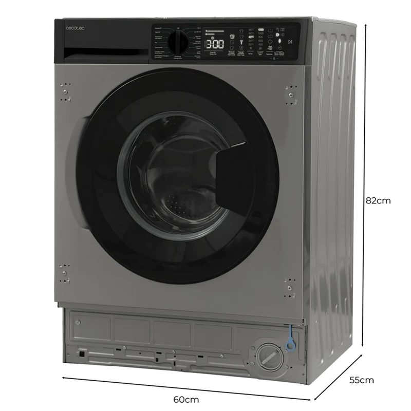 Lavadora Integrable Bolero DressCode 750 BI Inverter Inox 7kg 1200rpm 15 Programas Motor Inverter Plus SteamMax de Cecotec