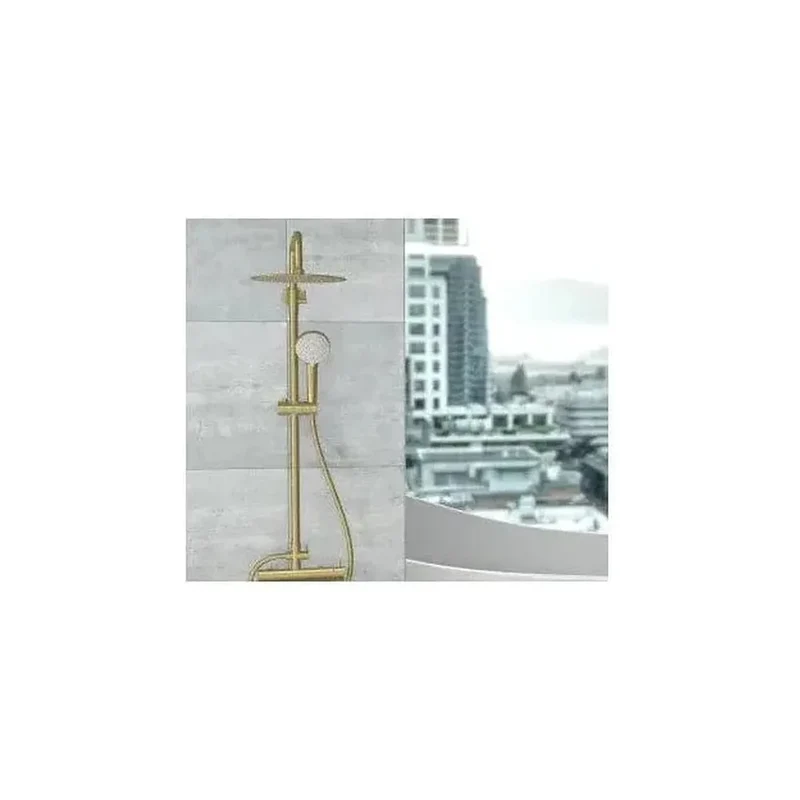 Columna de ducha extensible con grifo monomando en latón y acero inoxidable en dorado cepillado Palancia de Valaz