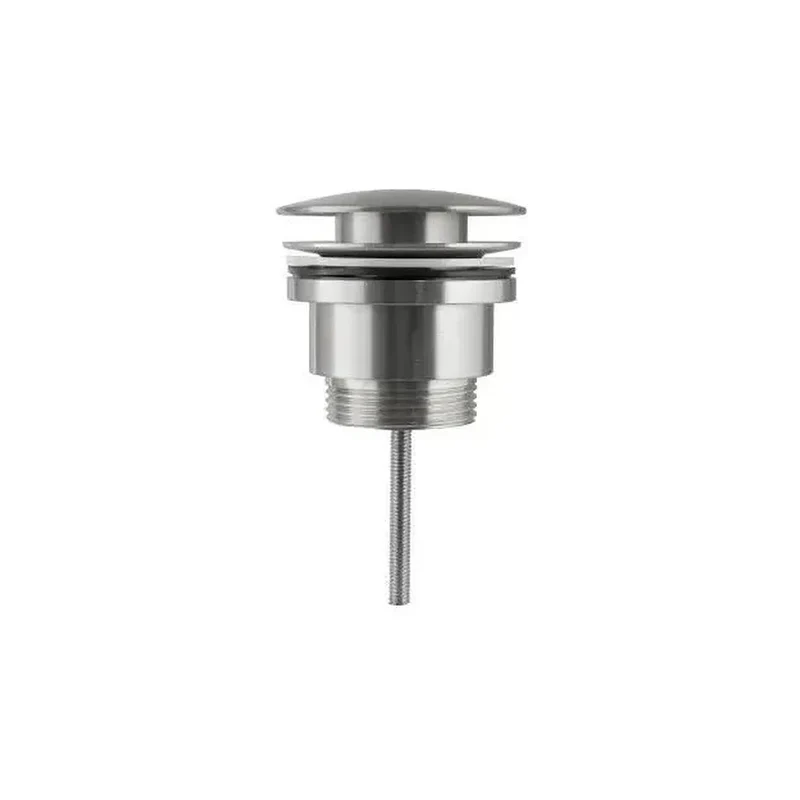 Válvula click clack redonda para lavabo o bidet en latón acero cepillado de Valaz