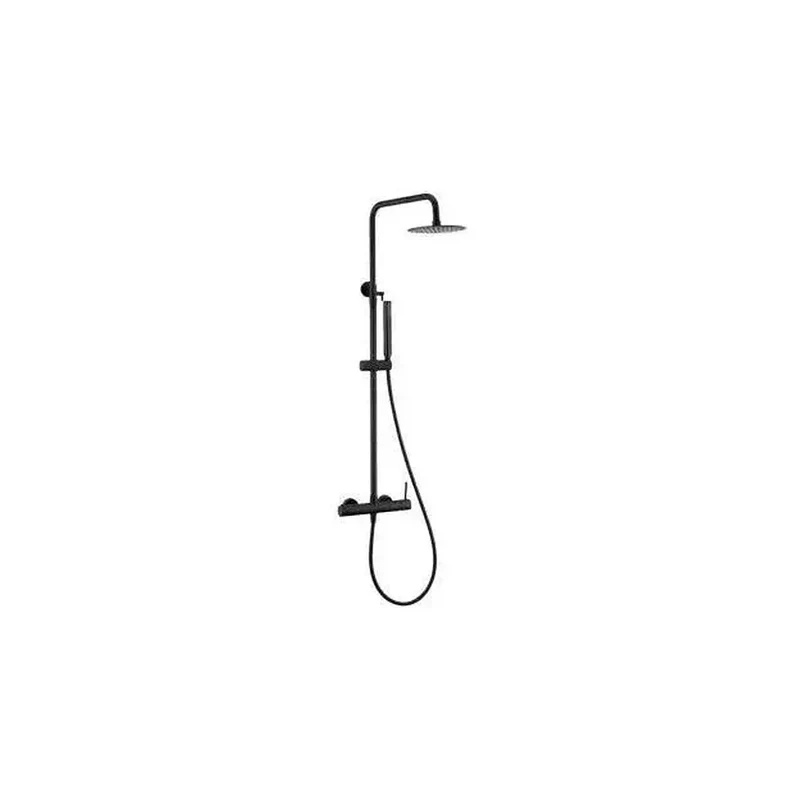 Columna de ducha extensible con grifo monomando en latón y acero inoxidable en negro mate Palancia de Valaz