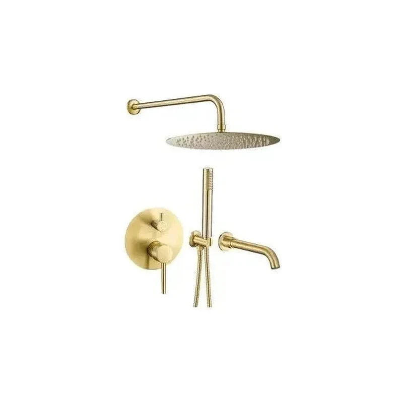 Kit de ducha para bañera empotrado a pared en dorado cepillado Jucar de Valaz