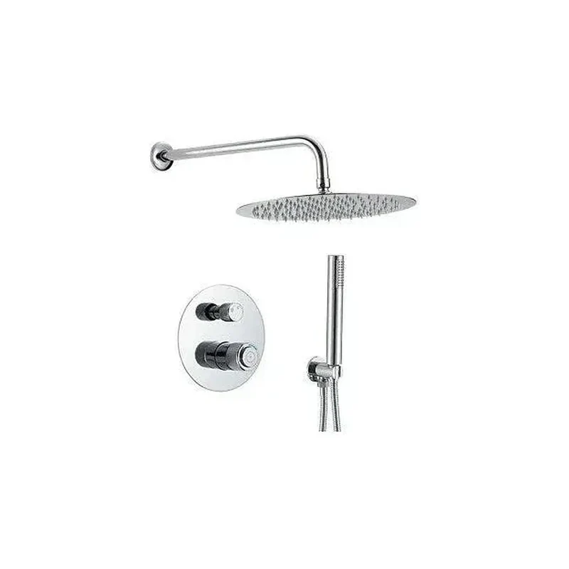 Kit de ducha empotrada redonda con botones clic-clac en cromado Andarax de Valaz