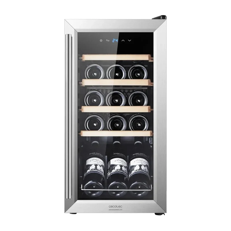 Vinoteca Inoxidable de 15 Botellas con Control Táctil y Enfriamiento Silencioso de Cecotec