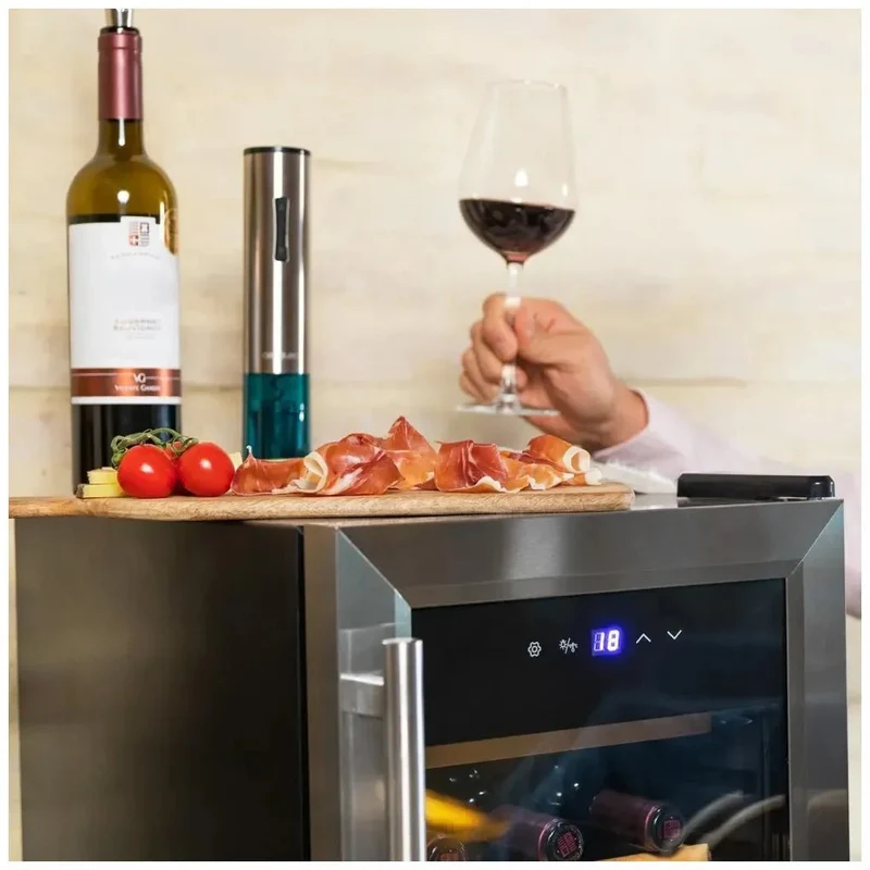 Vinoteca Inoxidable de 15 Botellas con Control Táctil y Enfriamiento Silencioso de Cecotec