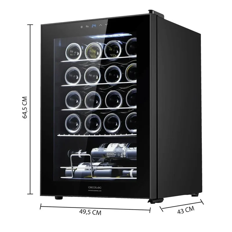 Vinoteca Bolero GrandSommelier 2050: 20 Botellas, Compresor Silencioso y Táctil de Cecotec