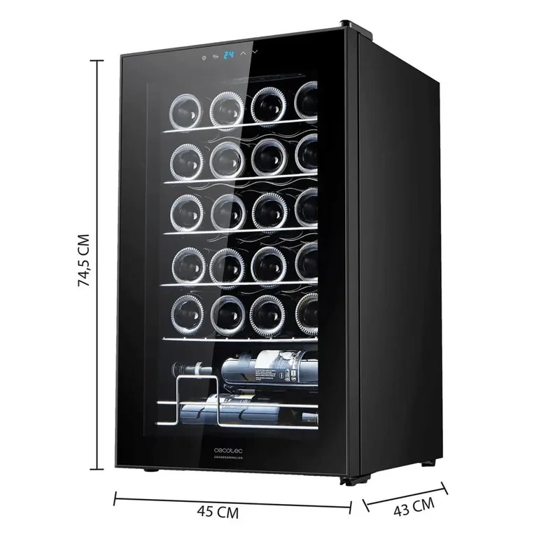 Vinoteca Bolero GrandSommelier 2450 Black: Elegancia y Rendimiento para 24 Botellas de Cecotec
