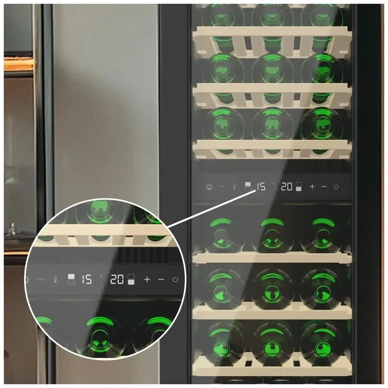 Vinoteca Retro Negra con Doble Zona de Temperatura y Tecnología NoFrost para 30 Botellas de Cecotec