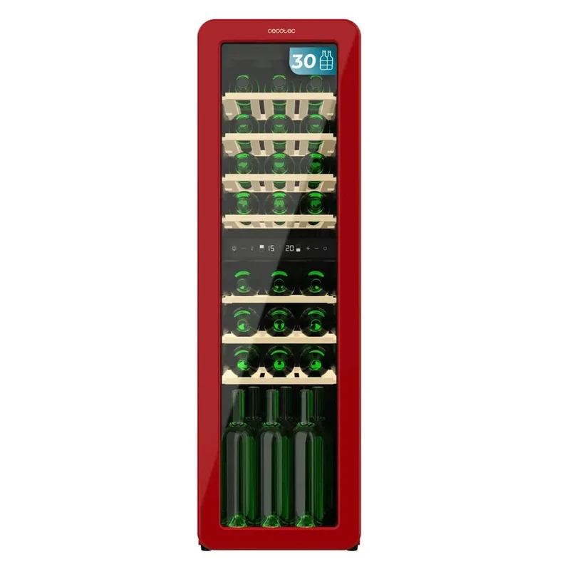 Vinoteca Retro Roja Bolero GrandSommelier Duo 30 Botellas con Tecnología NoFrost de Cecotec