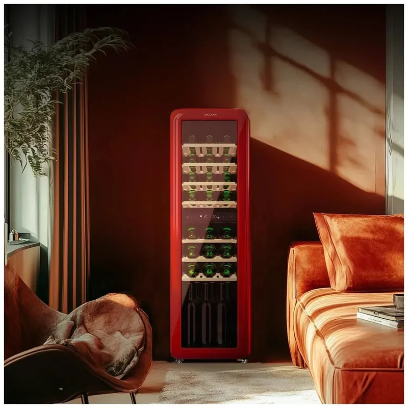 Vinoteca Retro Roja Bolero GrandSommelier Duo 30 Botellas con Tecnología NoFrost de Cecotec