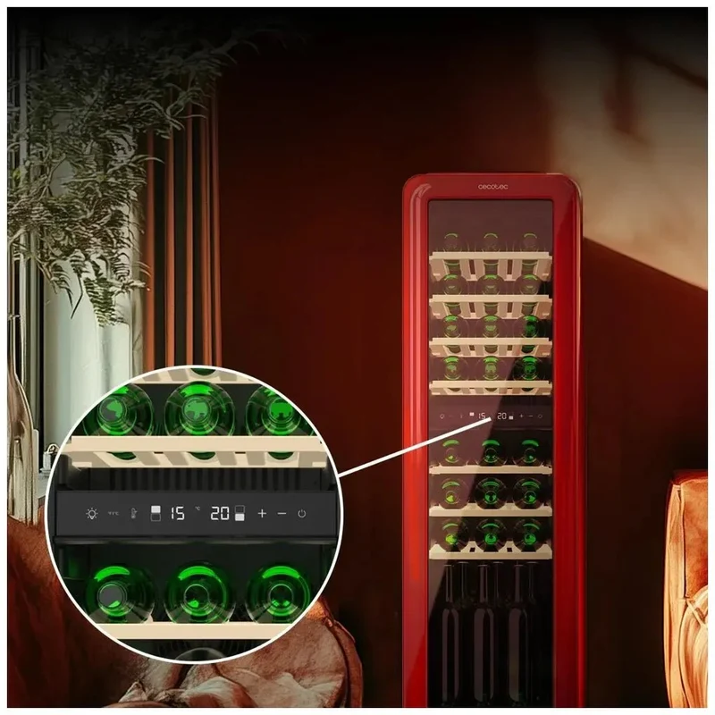 Vinoteca Retro Roja Bolero GrandSommelier Duo 30 Botellas con Tecnología NoFrost de Cecotec