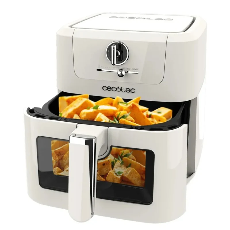 Freidora Dietética Retro 5L con Ventana y Tecnología PerfectCook para Cocción Saludable de Cecotec