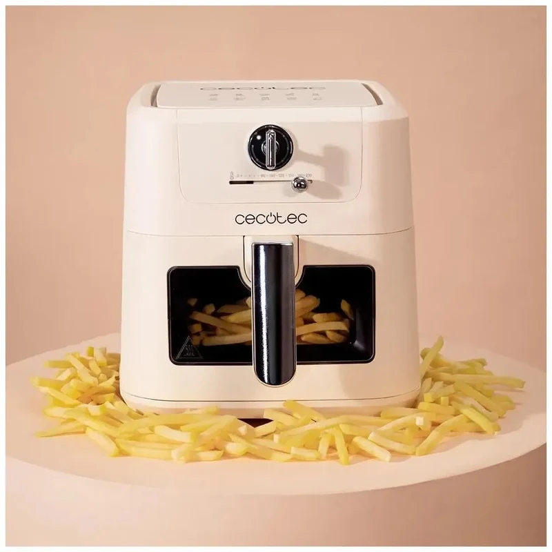 Freidora Dietética Retro 5L con Ventana y Tecnología PerfectCook para Cocción Saludable de Cecotec