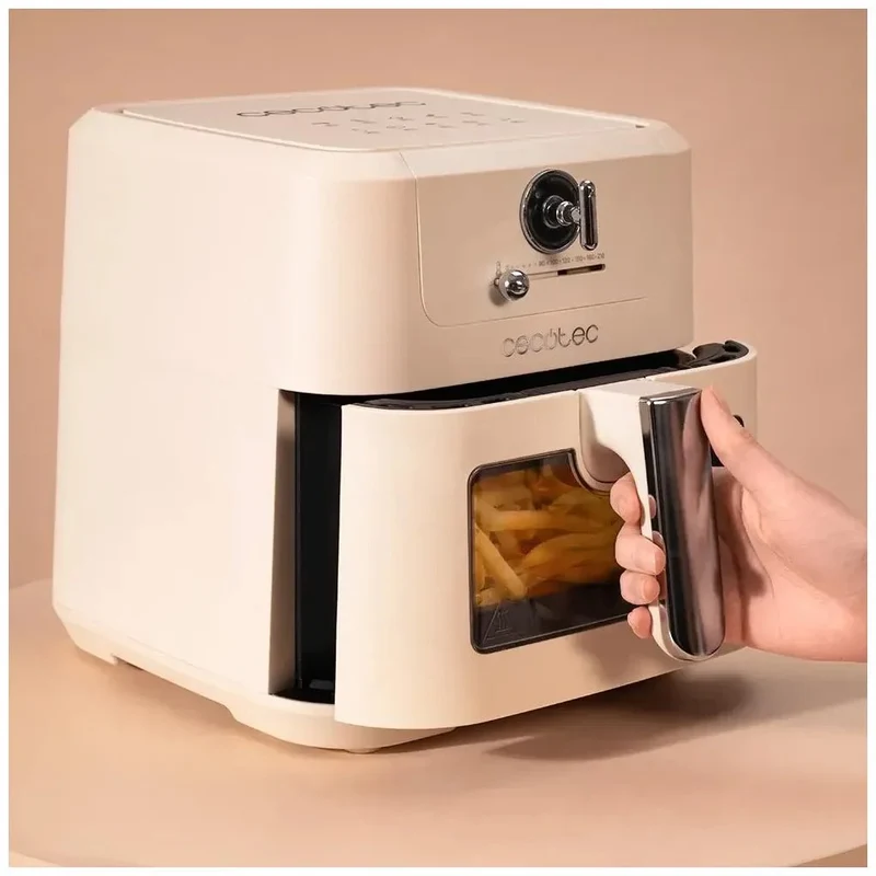 Freidora Dietética Retro 5L con Ventana y Tecnología PerfectCook para Cocción Saludable de Cecotec