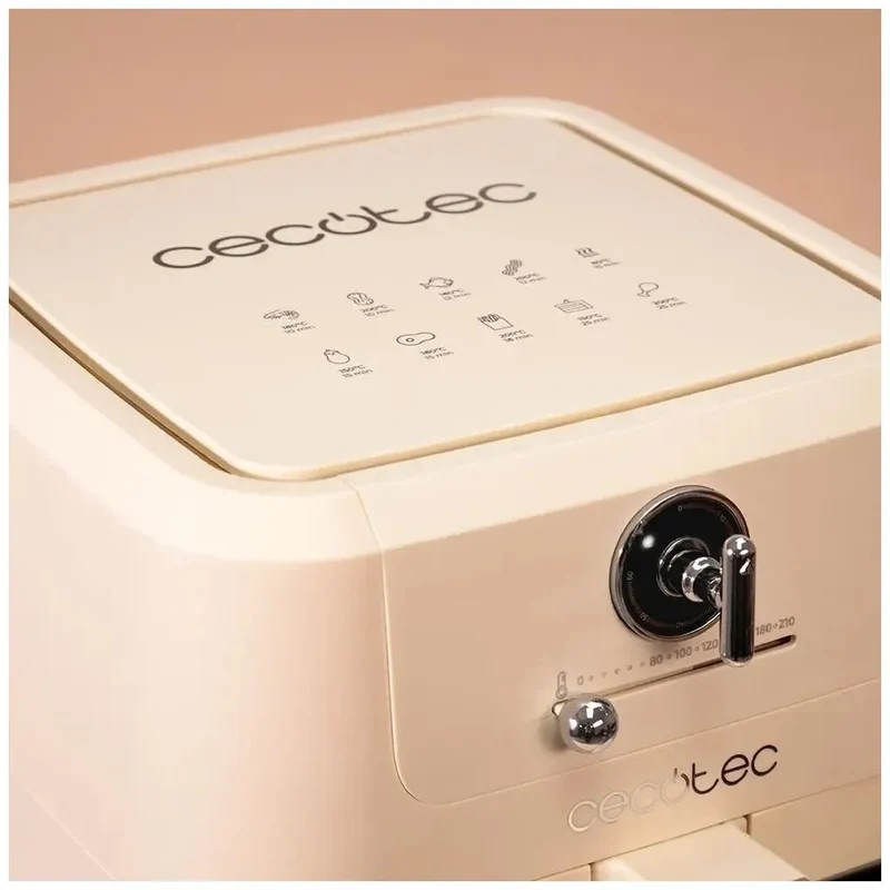 Freidora Dietética Retro 5L con Ventana y Tecnología PerfectCook para Cocción Saludable de Cecotec