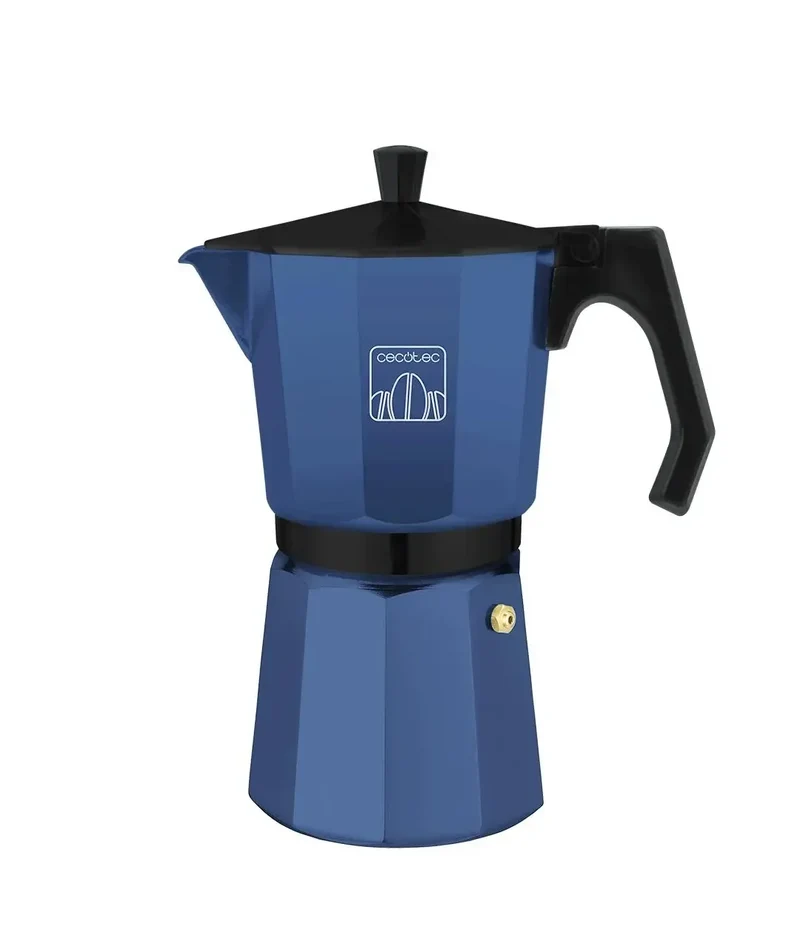 Cafetera Italiana Azul para 9 Tazas, Compatible con Todas las Cocinas y Fácil Limpieza de Cecotec