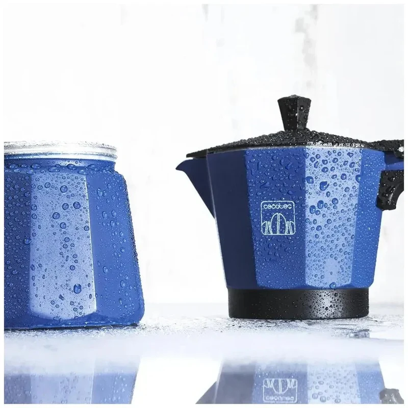 Cafetera Italiana Azul para 9 Tazas, Compatible con Todas las Cocinas y Fácil Limpieza de Cecotec