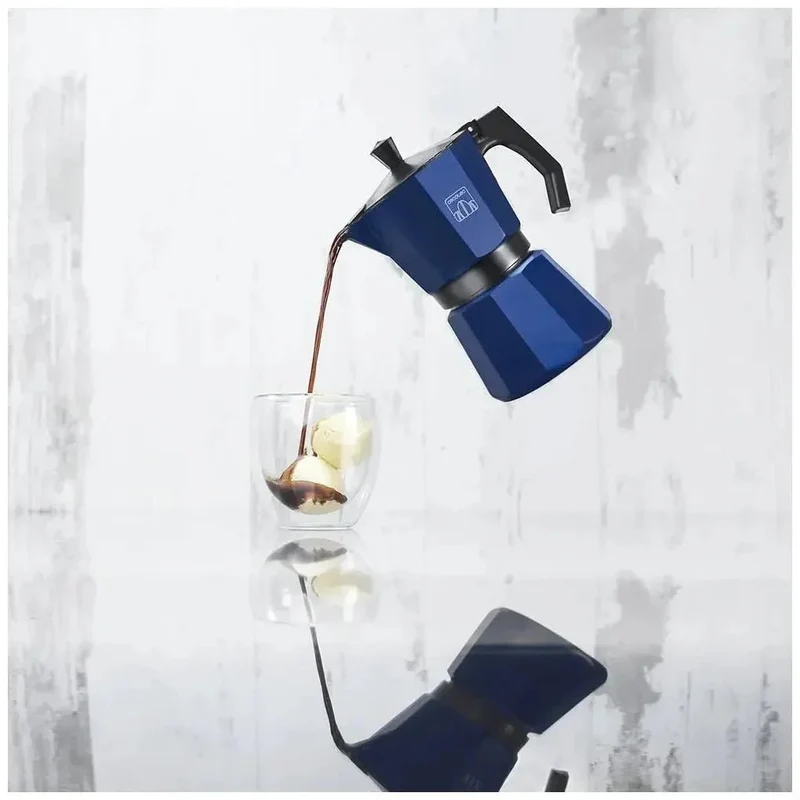 Cafetera Italiana Azul para 9 Tazas, Compatible con Todas las Cocinas y Fácil Limpieza de Cecotec