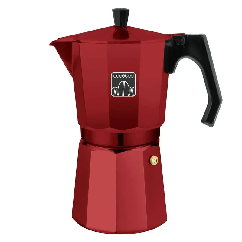 Cafetera Italiana Roja de Aluminio para 9 Tazas, Compatible con Todas las Cocinas de Cecotec