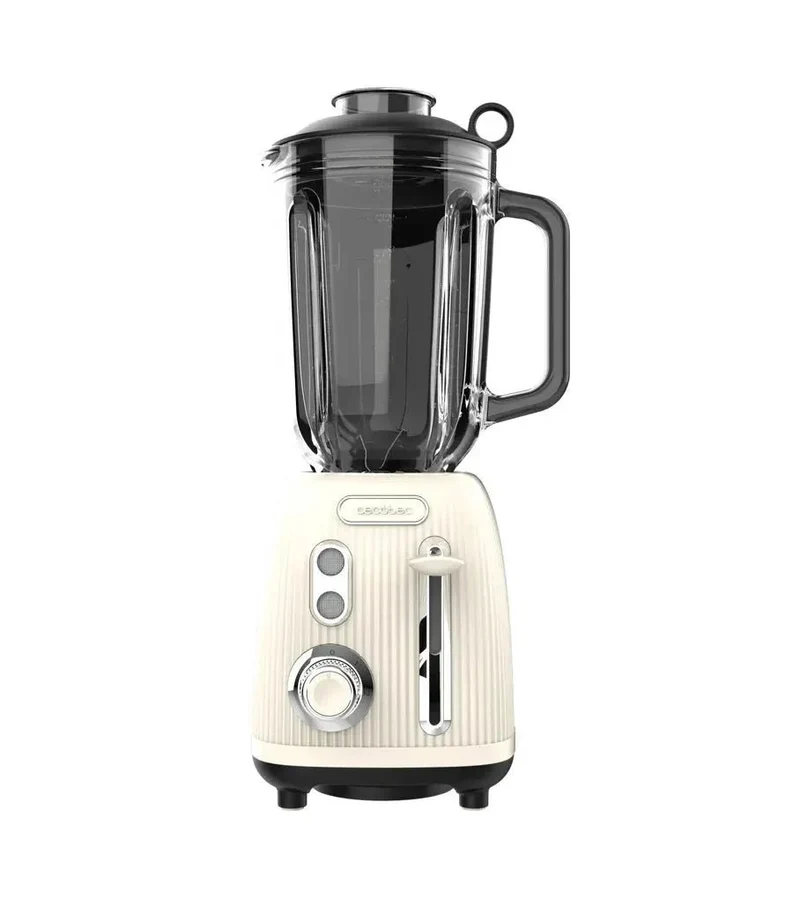 Batidora Retro 1200W con Cuchillas de Titanio y Jarra de Cristal 1.5L de Cecotec