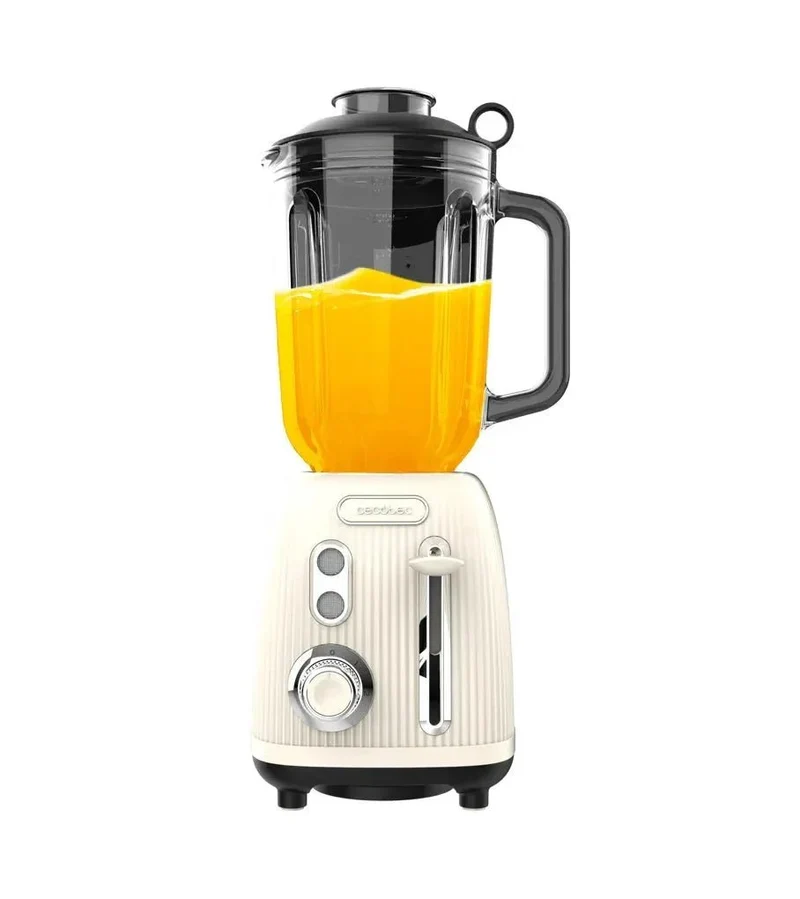 Batidora Retro 1200W con Cuchillas de Titanio y Jarra de Cristal 1.5L de Cecotec