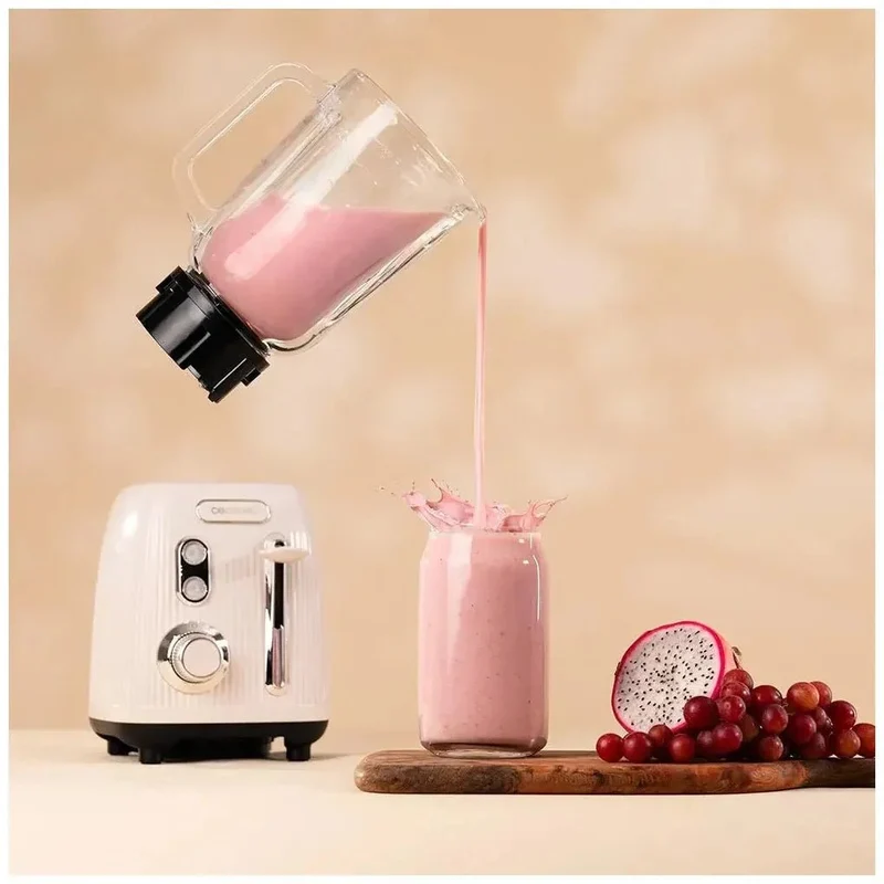 Batidora Retro 1200W con Cuchillas de Titanio y Jarra de Cristal 1.5L de Cecotec