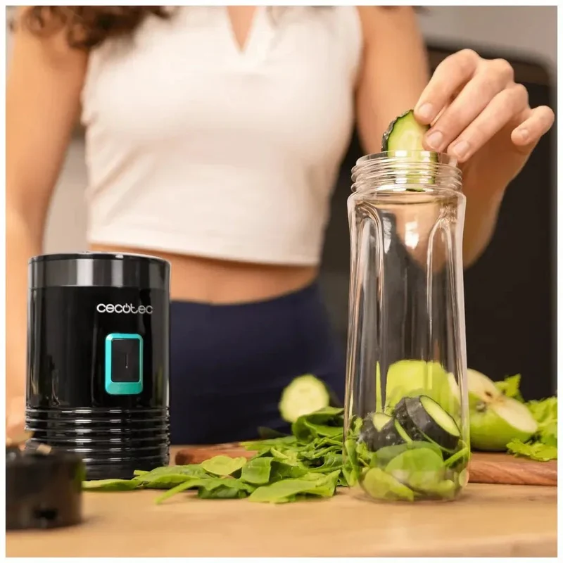 Batidora de Smoothies 350W con Cuchillas de Titanio y Vaso Portátil 600ml de Cecotec