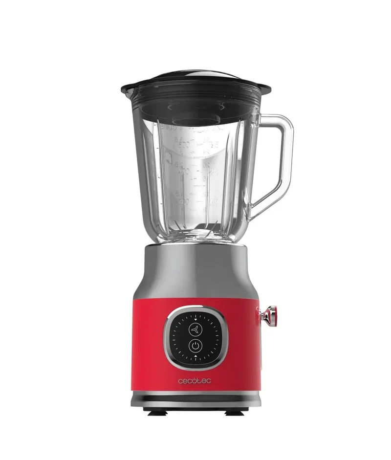 Batidora RetroTwist Red: Potencia 800W, Cuchillas Titanio, Jarra 1L de Cecotec