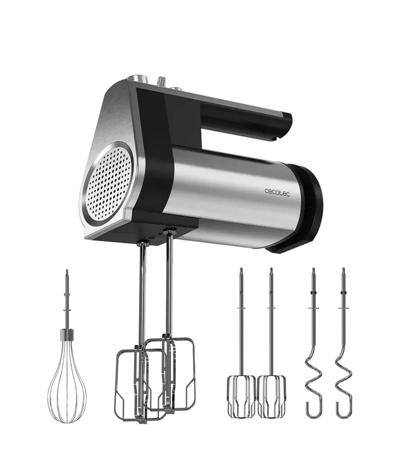 Batidora PowerTwist 500W: 5 Velocidades, Turbo y Accesorios de Acero Inoxidable de Cecotec