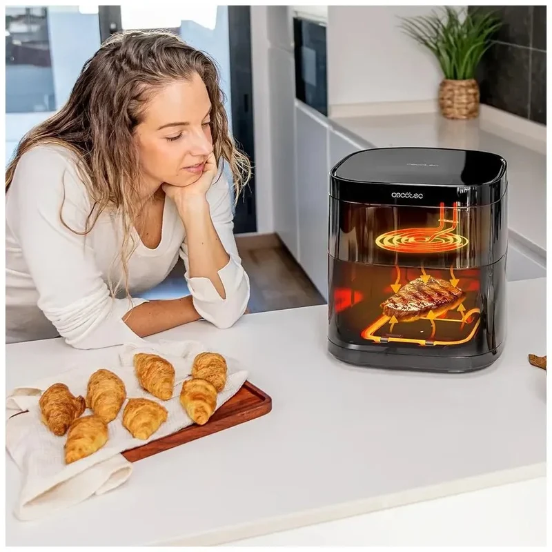 Freidora de Aire 3 en 1 con Doble Resistencia y Capacidad de 6L para Cocción Saludable de Cecotec