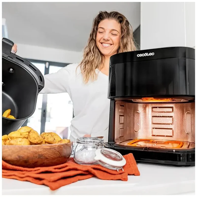 Freidora de Aire 3 en 1 con Doble Resistencia y Capacidad de 6L para Cocción Saludable de Cecotec