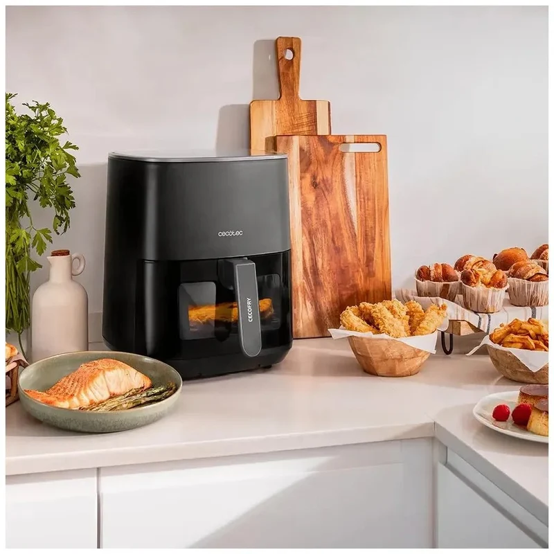 Freidora de Aire 5.5L con Ventana y Tecnología PerfectCook para Cocción Saludable de Cecotec