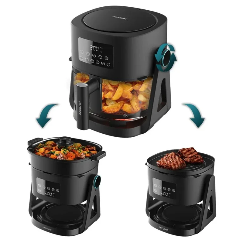 Freidora de Aire 3 en 1: Fríe, Cocina y Guisar con 6 Menús y 1500W de Cecotec