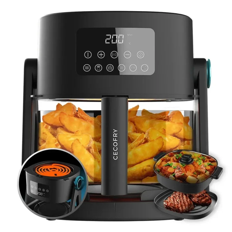 Freidora de Aire 3 en 1: Fríe, Cocina y Guisar con 6 Menús y 1500W de Cecotec