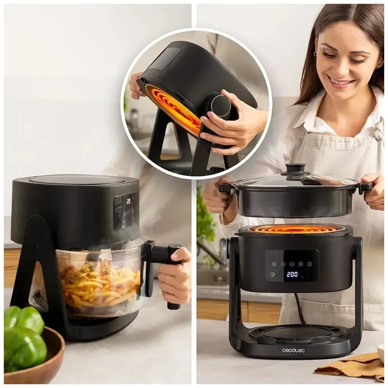 Freidora de Aire 3 en 1: Fríe, Cocina y Guisar con 6 Menús y 1500W de Cecotec