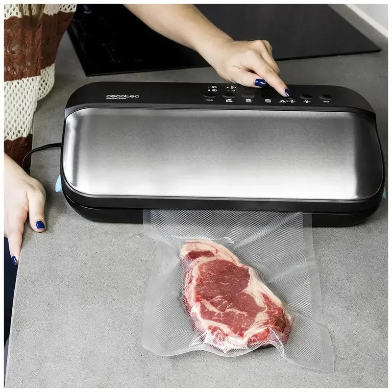 Envasadora al Vacío Sealvac Steel: Conserva Alimentos Frescos 5 Veces Más Tiempo de Cecotec