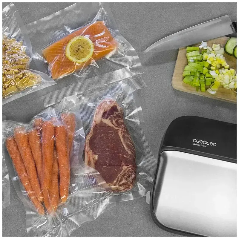 Envasadora al Vacío Sealvac Steel: Conserva Alimentos Frescos 5 Veces Más Tiempo de Cecotec