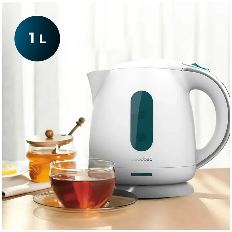 Hervidor de Agua 1L Blanco, Potente y Libre de BPA con Filtro Antical de Cecotec